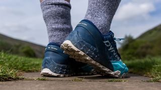 A close-up of the back of a pair of Dynafit Feline SL Running Shoes.