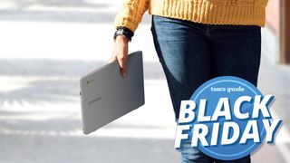 Samsung Chromebook 4 promotional image with Black Friday tag