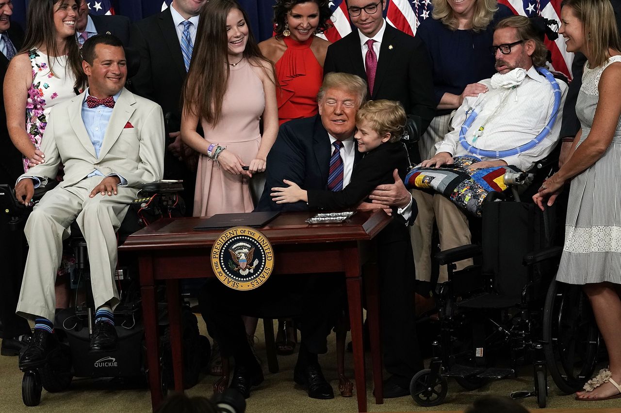 Trump at the Right to Try Act signing ceremony.