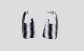 ‘Elsie’ black-white striped earrings in acrylic by Rachel Comey
