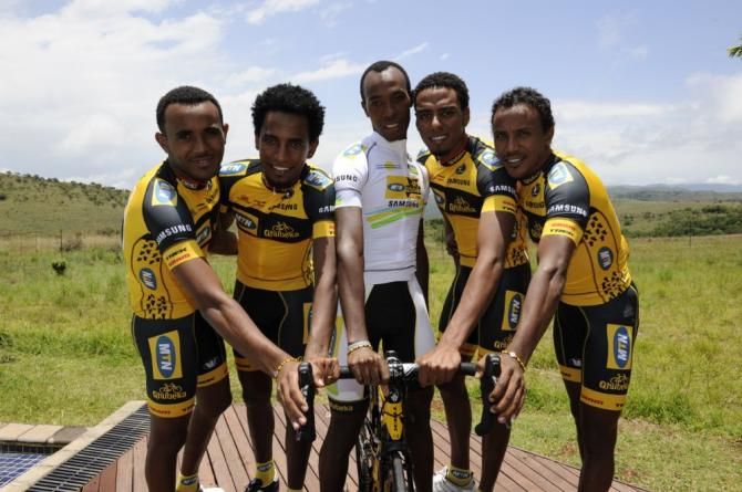 The Africans: Tsgabu Grmay, Meron Russom, Adrien Niyonshuti, Jani Tewelde and Ferekalsi Debesay