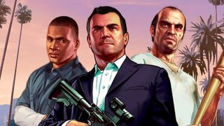 a shot of the three main characters from GTA 5