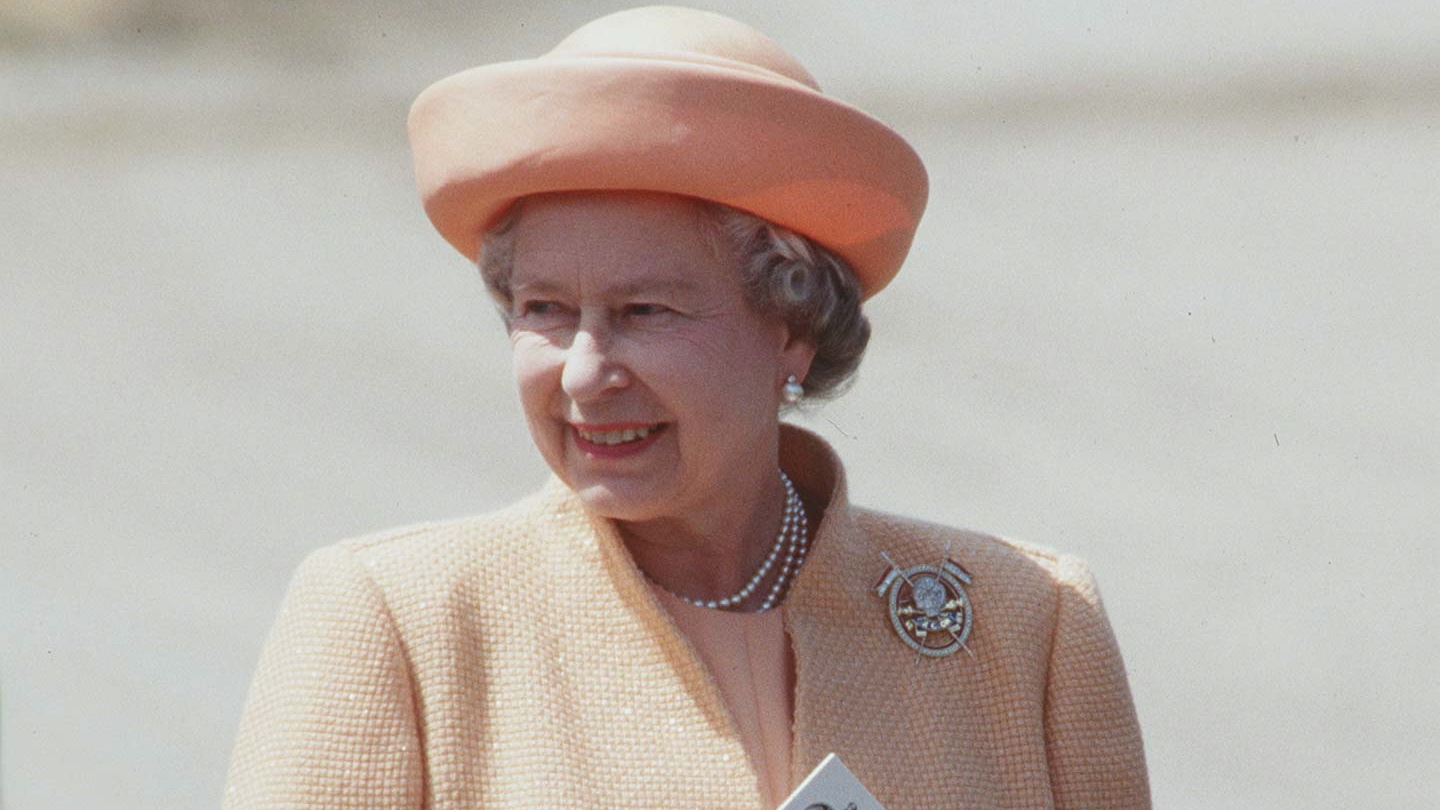 Queen Elizabeth at the amalgamation parade of the 16th/5th Queen's Royal Lancers and the 17th/21st Lancers at Tidworth Camp, Wiltshire, 25th June 1993