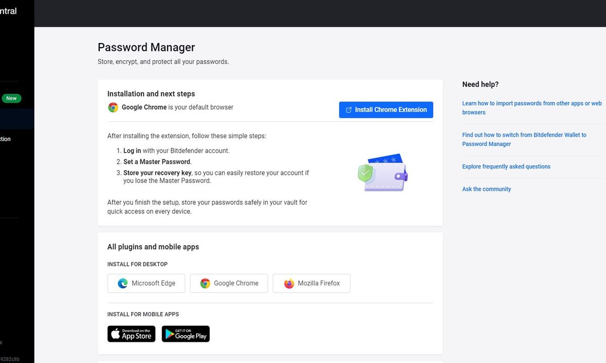 Bitdefender Password Manager app screenshot