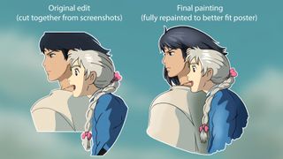 A comparison of two art pieces based on Howl's Moving Castle characters