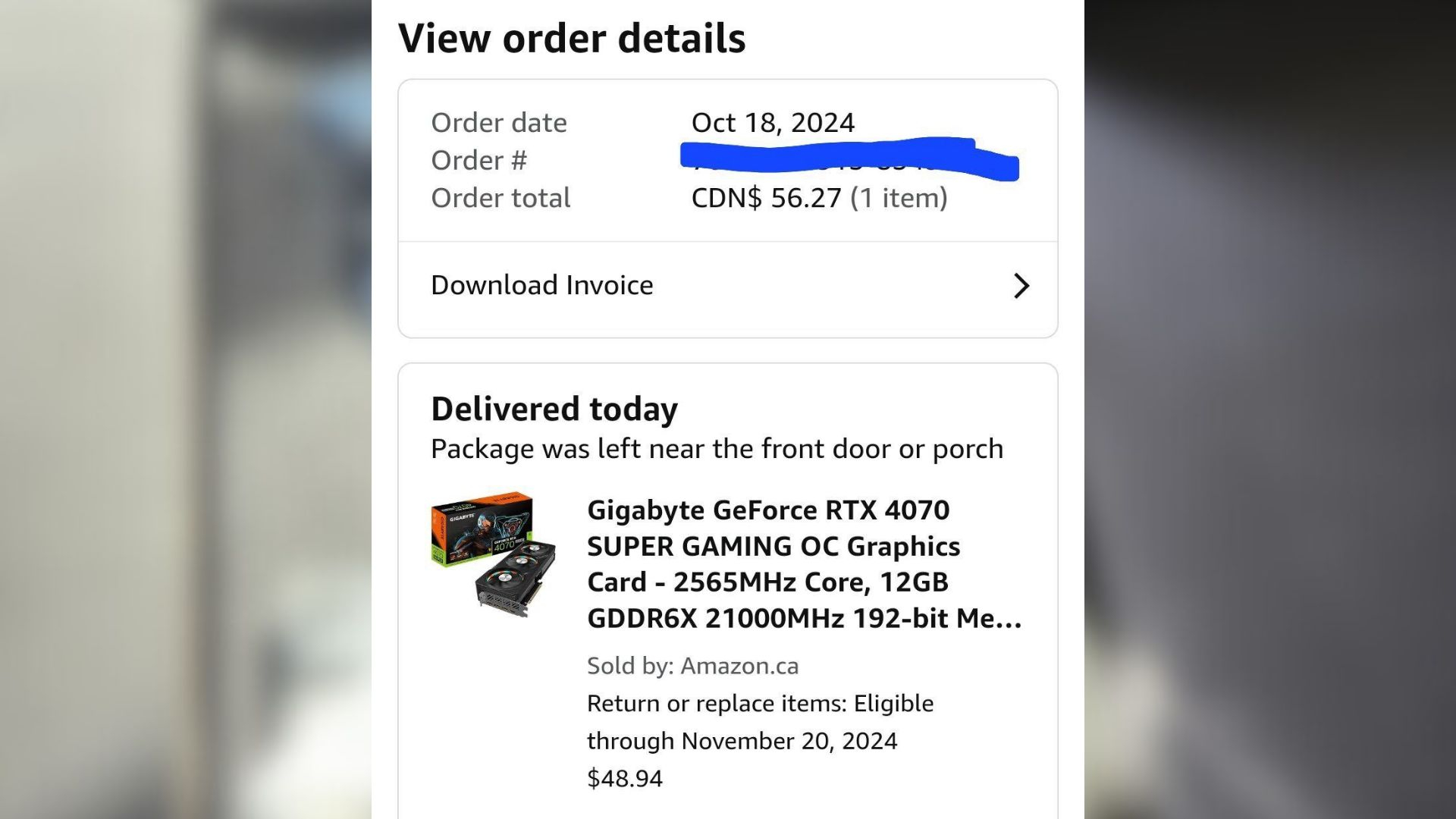 RTX 4070 Super order confirmation