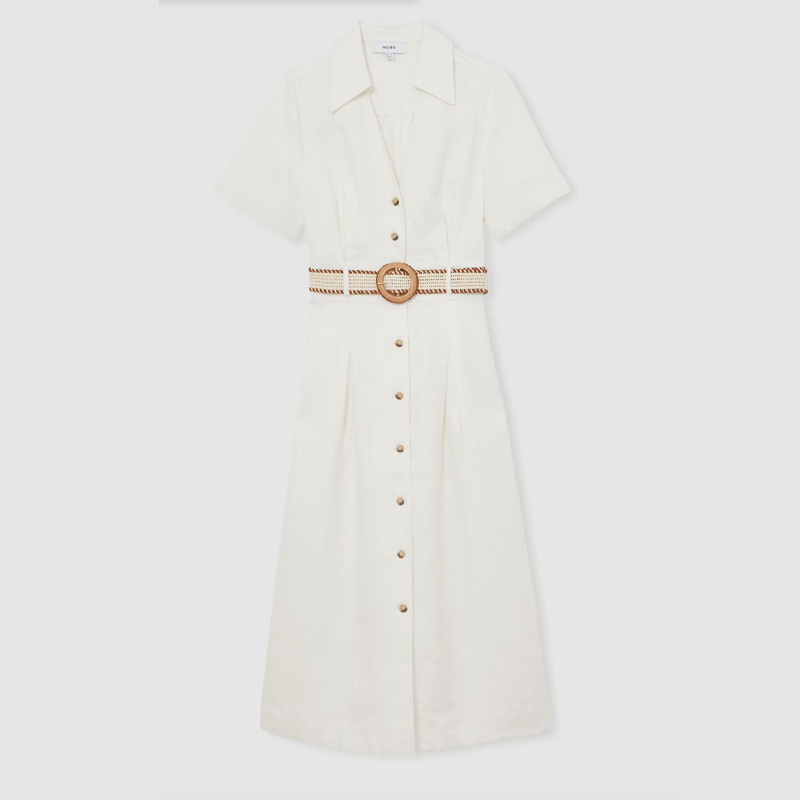 Ivory linen shirt dress, Reiss