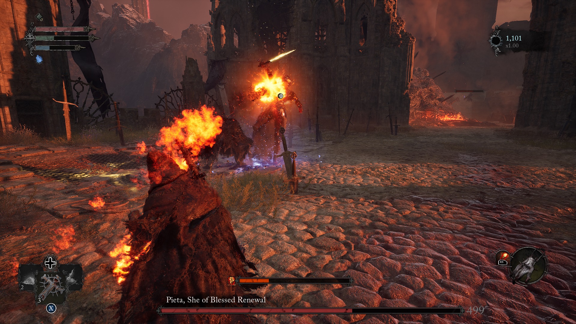 Lords of the Fallen (2023) in-game screenshot of Pieta boss fight