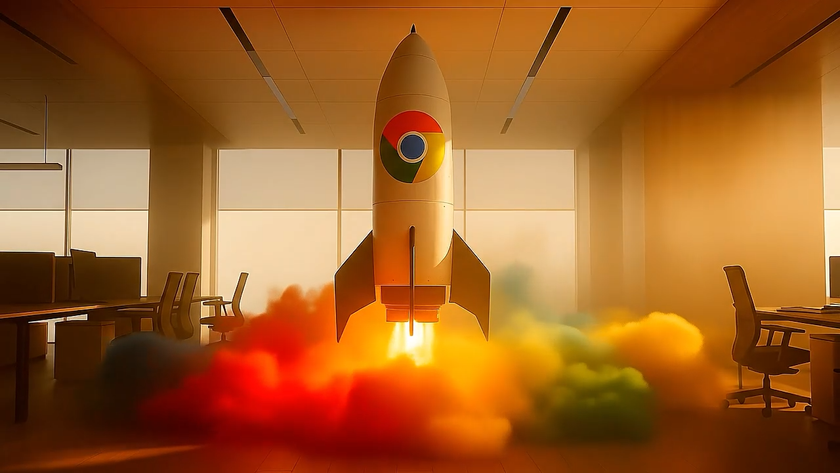 A rocket with the Chrome logo.