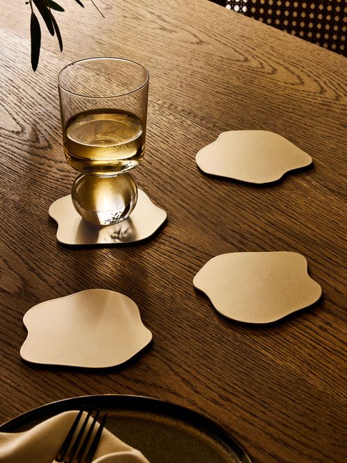 Gold Puddle Metal Coasters, Set of 4