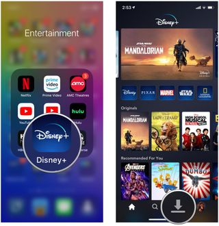Launch Disney+, tap Downloads