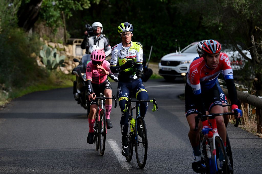 PALMANOVA SPAIN JANUARY 25 Rui Costa of Portugal and Team IntermarcheCircus competes in the breakaway during the 32nd Challenge Ciclista Mallorca 2023 Trofeo Calvia a 1501km one day race from Palmanova to Palmanova TrofeuCalvi ChallengeMallorca on January 25 2023 in Palmanova Spain Photo by Dario BelingheriGetty Images