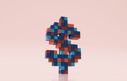 a dollar sign made out of shipping containers