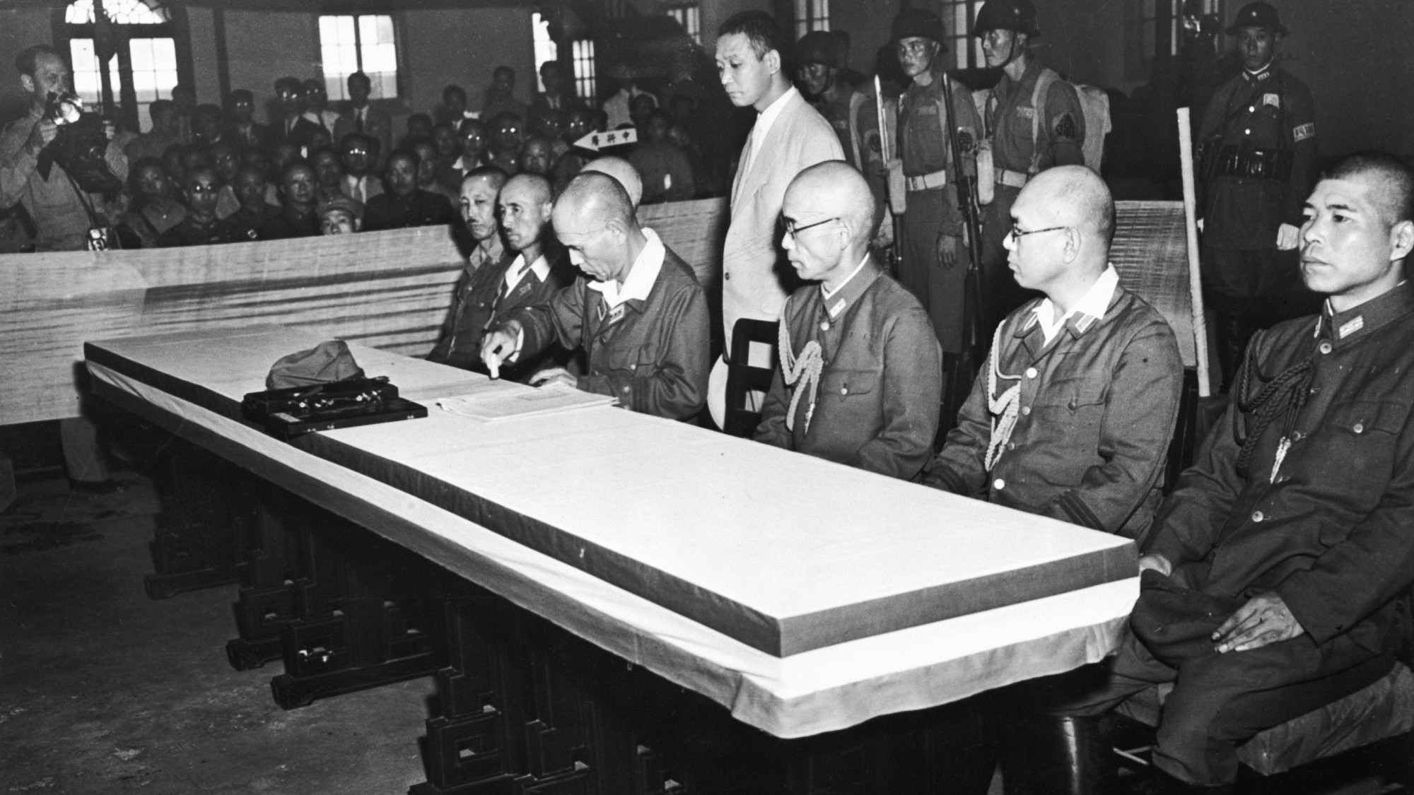 Japanese officers at the surrender ceremony in Beijing, 1945