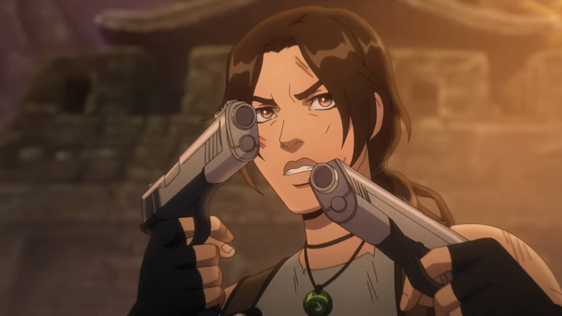 Lara Croft empuña sus icónicas pistolas gemelas en el nuevo tráiler del anime Tomb Raider de Netflix