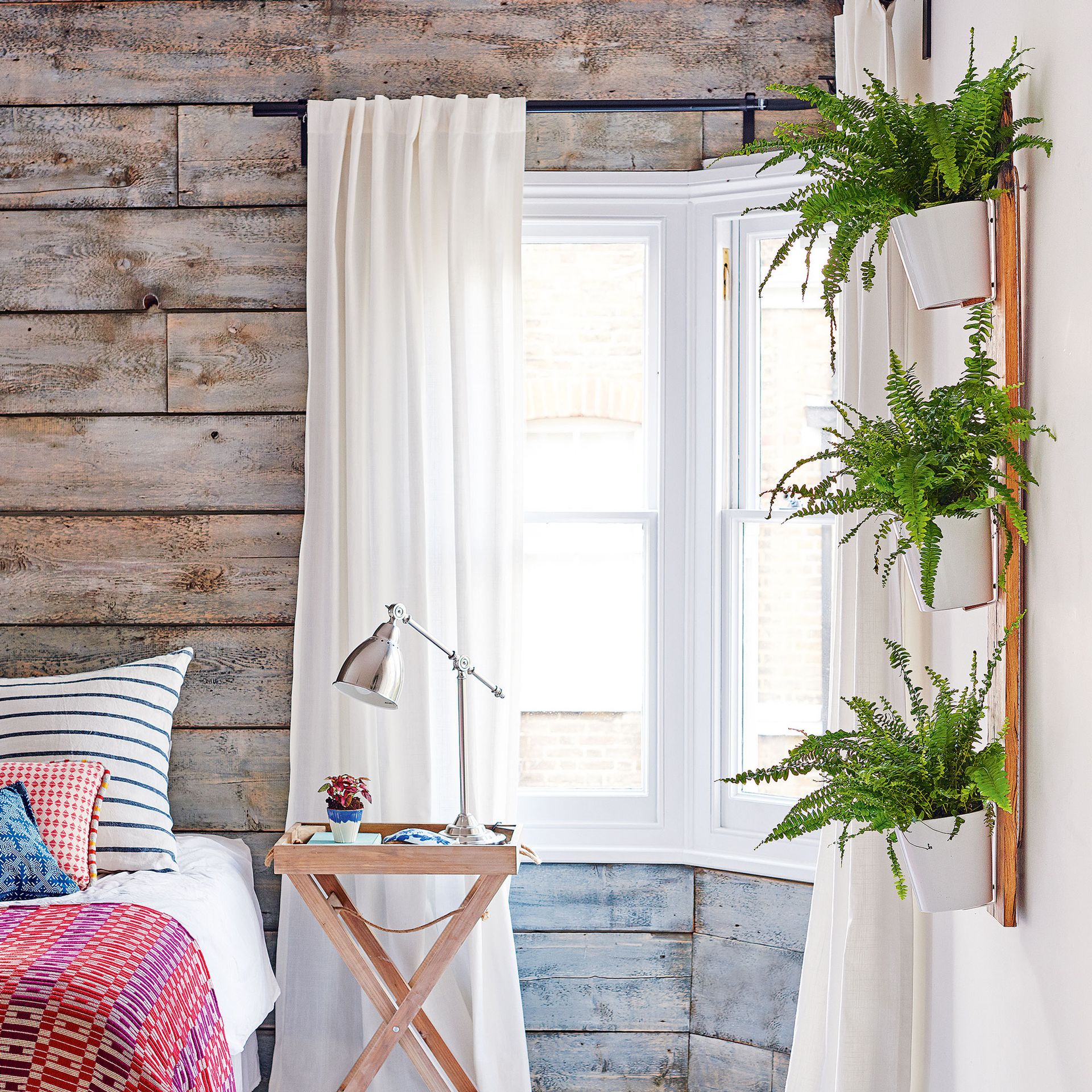 bedroom with fern plants