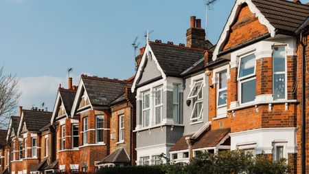 London townhouses at sunset