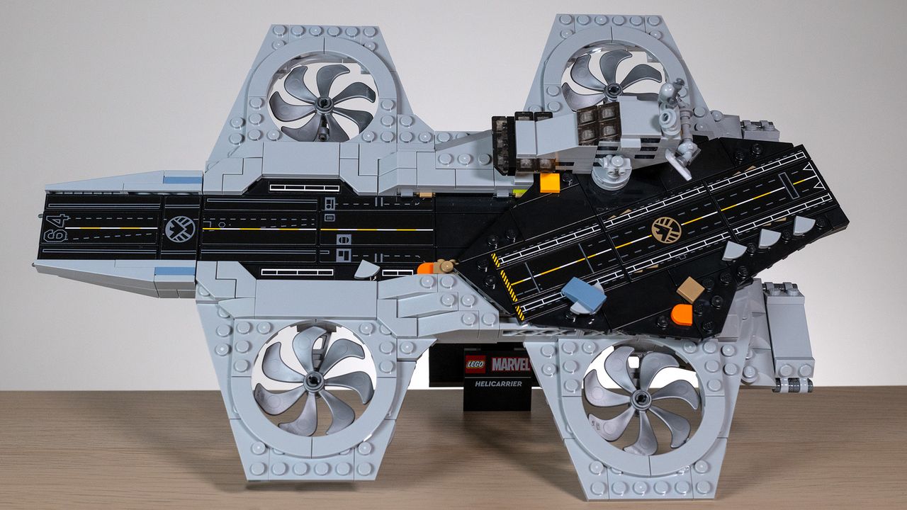 The Avengers Helicarrier (76295) top-down view on a neutral background