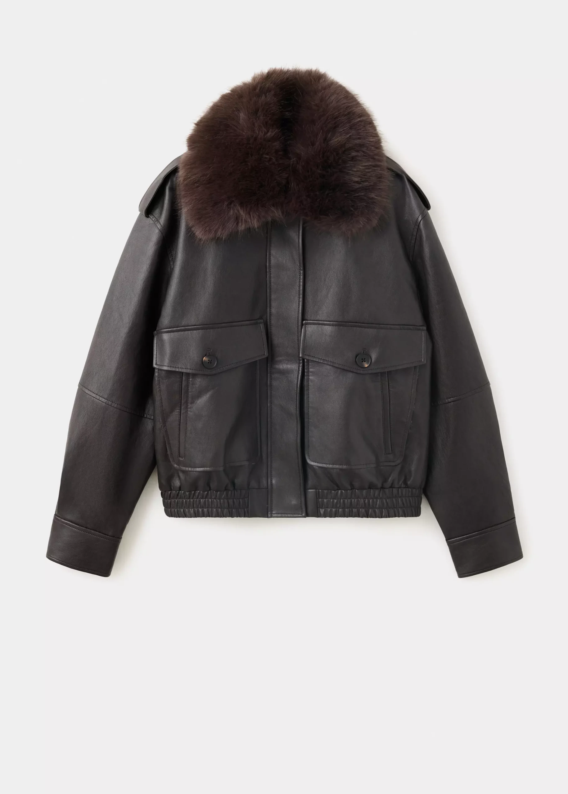 Faux-Leather Jacket With Faux-Fur Collar - Women | Mango Usa