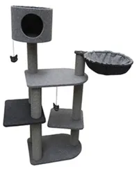 Rosewood Charcoal Felt Triple Cat Tower