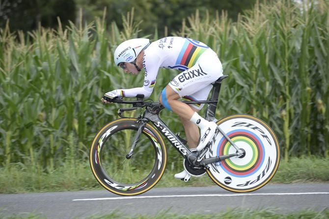 Tony Martin (Omega Pharma-QuickStep) wins the stage 20 time trial