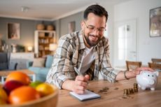Best easy-access savings concept with man and money saving 