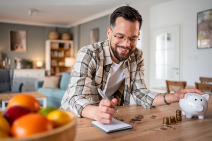 Best easy-access savings concept with man and money saving 