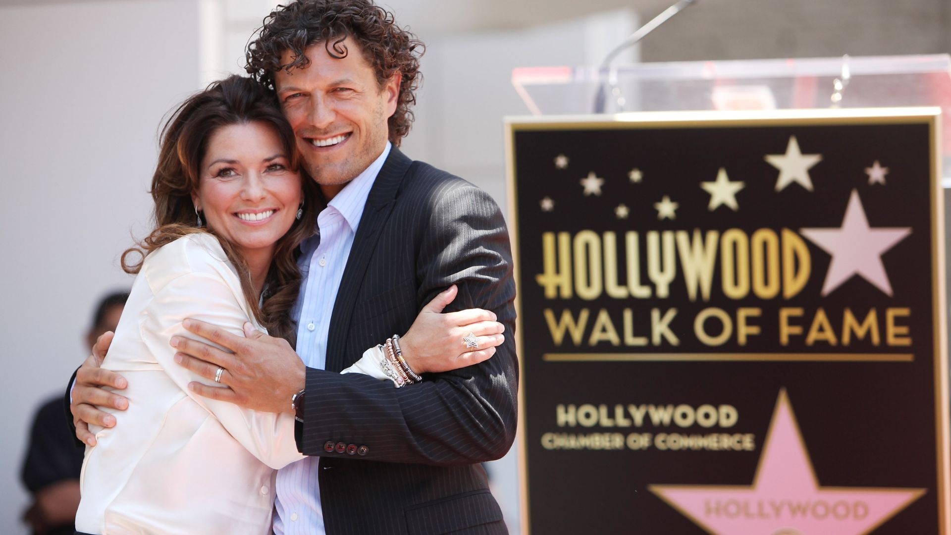 Shania Twain and Frederic Thiebaud during Shania's Hollywood Walk of Fame ceremony, 2011