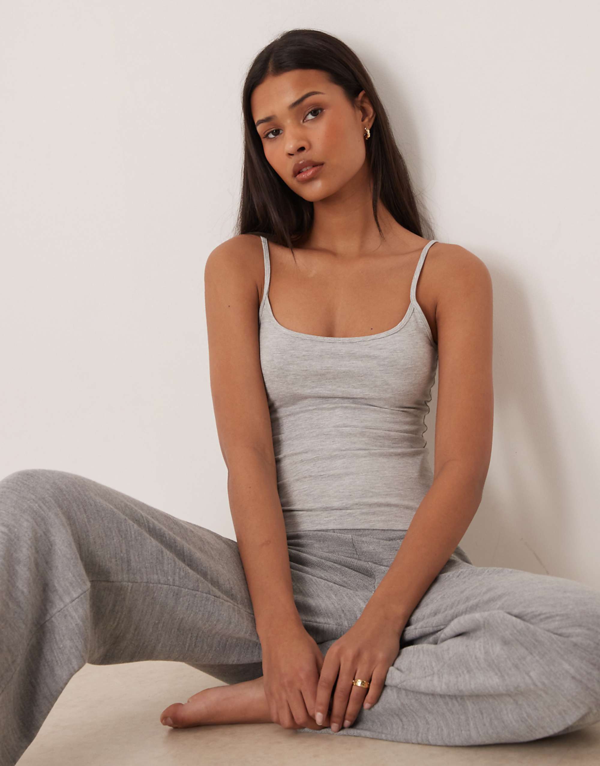Gina Tricot Singlet Top in Grey Melange