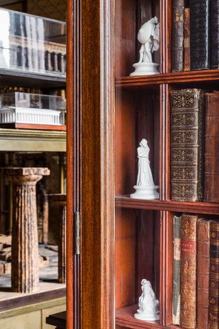 Detail of the west bookcase in the Model Room