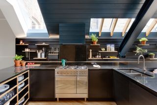 Kitchen units and cantilevered shelves