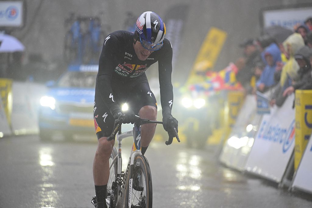 Dutch Tim van Dijke of Red Bull-BORA-hansgrohe crosses the finish line of the fourth stage of 84th edition of the Paris-Nice cycling race, a race from Bourges to Uchon (195 km), on Wednesday 11 March 2026.BELGA PHOTO DAVID PINTENS (Photo by DAVID PINTENS / BELGA MAG / Belga via AFP)