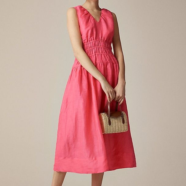 Hyacinth V-neck dress in ramie