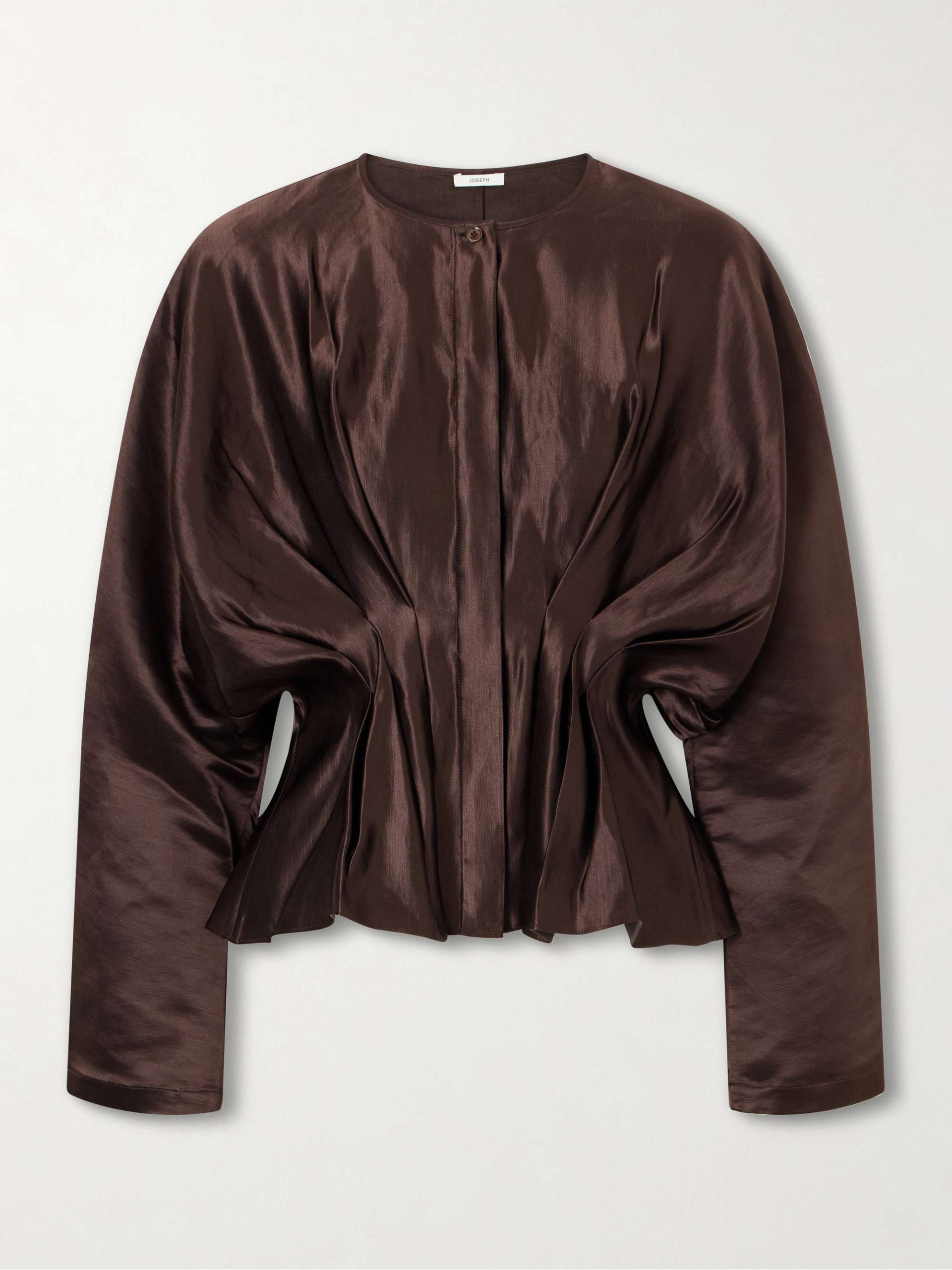 Eris Gathered Linen and Silk-Blend Blouse