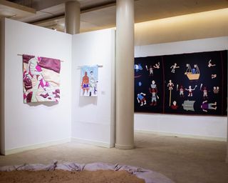 Installation view of ‘Mbër Yi / The Wrestlers’, by Louis Barthélemy at the Théodore Monod African Art Museum (IFAN) in Dakar
