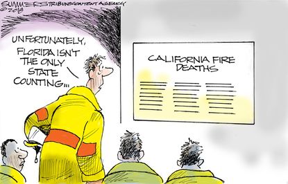 Editorial cartoon U.S. California fires death toll Florida midterm election recount