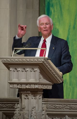 Apollo 17 astronaut Gene Cernan, the Last Man to Walk on the Moon, at the Armstrong Memorial Service