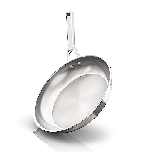 Ninja Everclad Commercial-Grade Stainless Steel 10.25" Fry Pan, Tri-Ply Pans, Oven Safe to 600&amp;deg;f, All Stovetops &amp;amp; Induction Compatible, Stainless, C90026