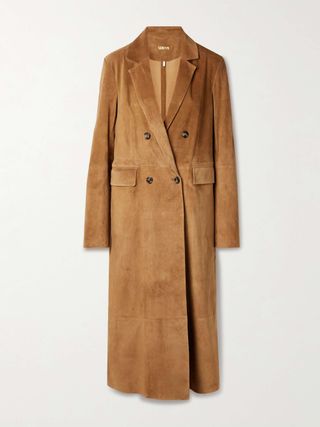 Double-Breasted Suede Coat