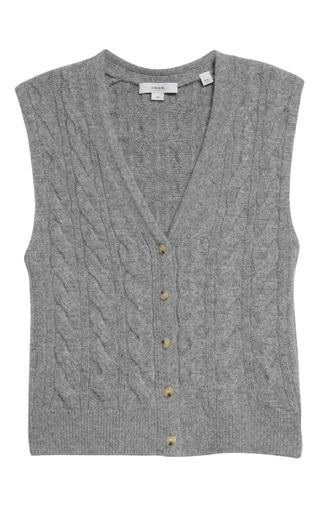 Cable Wool Blend Sweater Vest