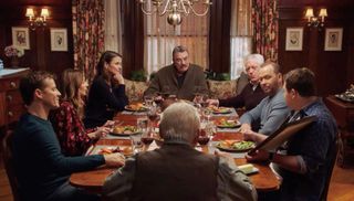 Will Estes, Vanessa Ray, Bridget Moynahan, Tom Selleck, Len Cariou, Gregory Jbara, Donnie Wahlberg and Andrew Terraciano in Blue Bloods