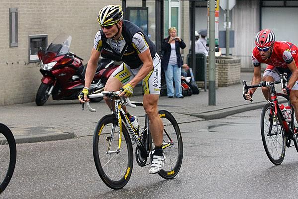 Andr&eacute; Greipel rides the Cauberg for the first time during the stage.