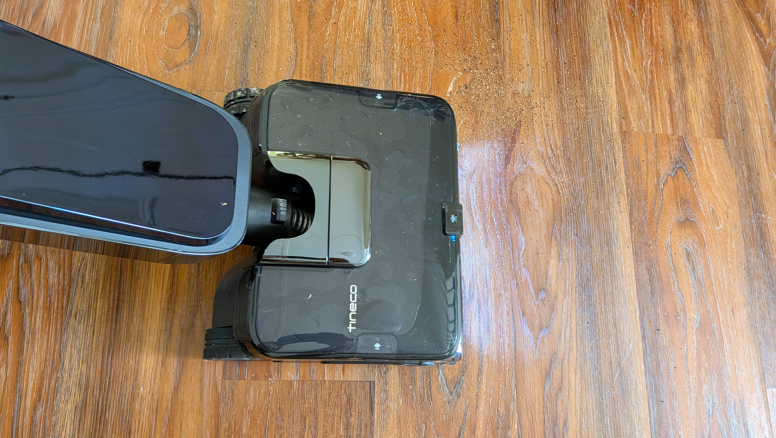 Tineco Floor ONE Station S9 Scientist Pro wet and dry vacuum cleaner having cleaned up spill