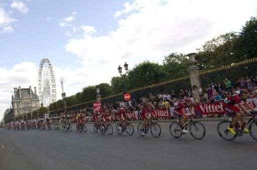 Riders in the final kilometers of the Tour de France