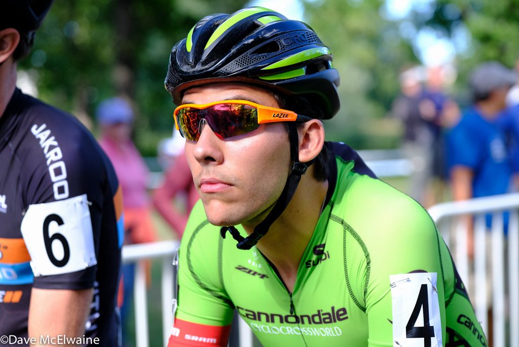 Curtis White (Cannondale) on the front row of the start