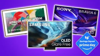 Collage of TVs on sale for October Prime Day