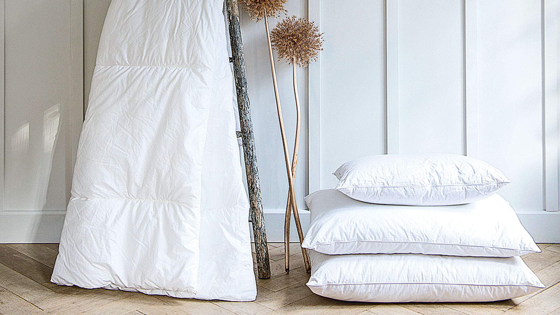 pillows and duvet in a summer house