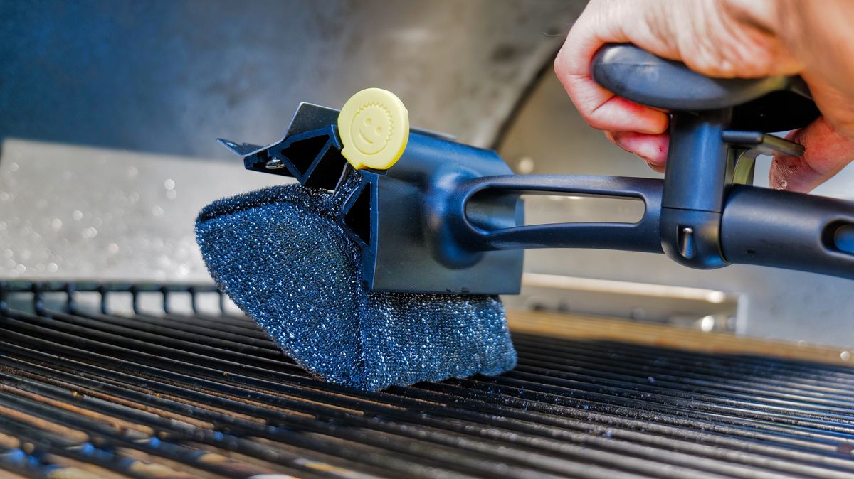 BBQ Daddy Grill Brush used to clean grill.