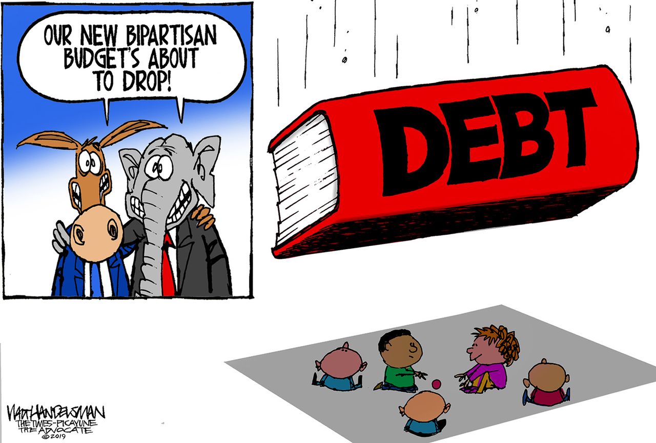 Political Cartoon New Budget Congress Debt Drop Children