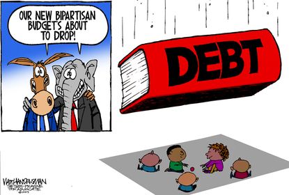Political Cartoon New Budget Congress Debt Drop Children